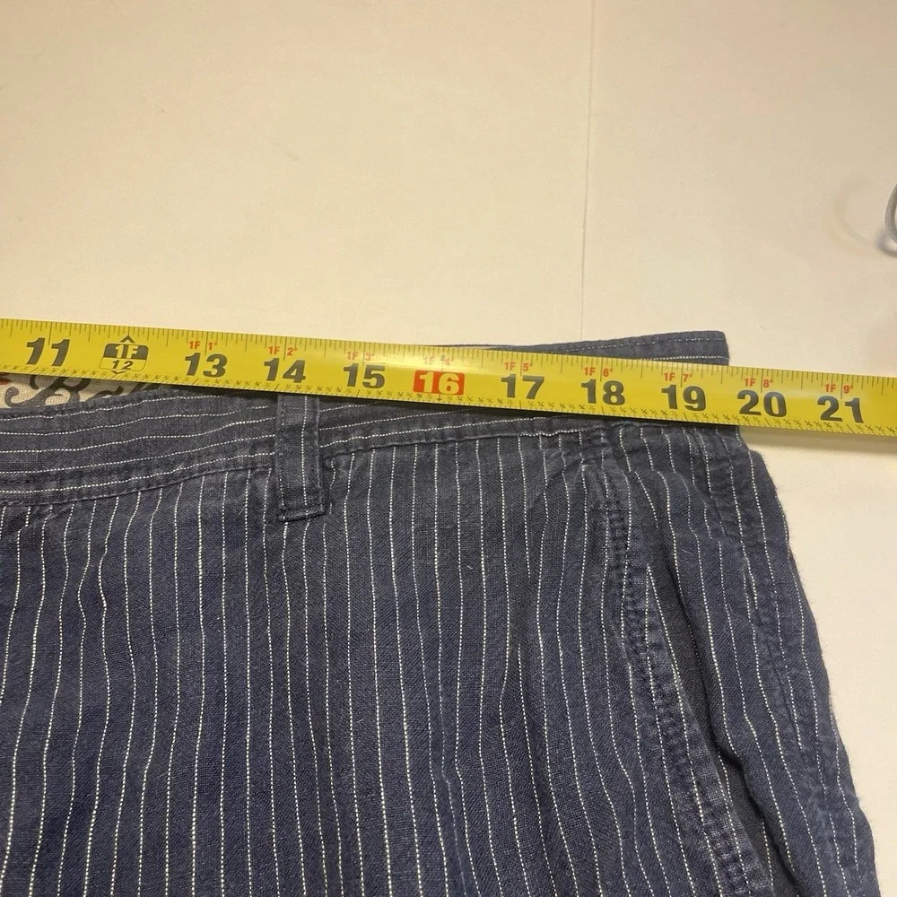 Tommy Bahama Paradise Nation Linen Cargo Shorts 38 Navy Blue Striped Casual